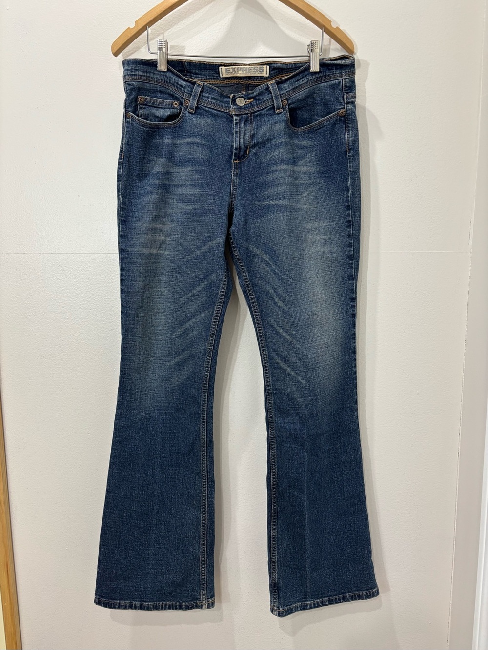 Express Women's Dark Blue Flare Jeans